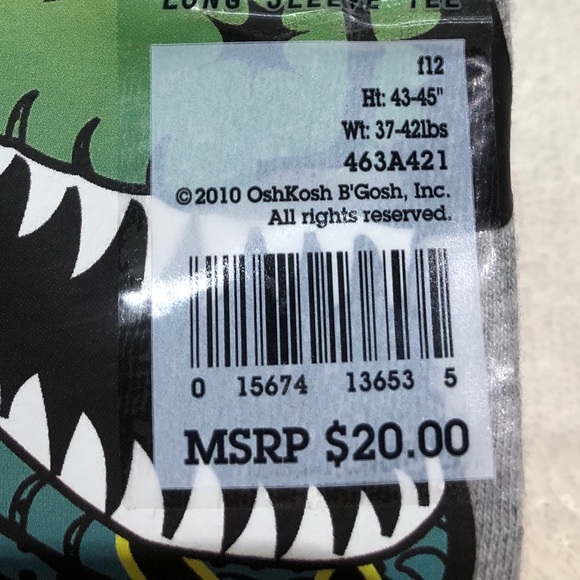 NWT ~ Oshkosh long sleeve kids shirt - Picture 6 of 7